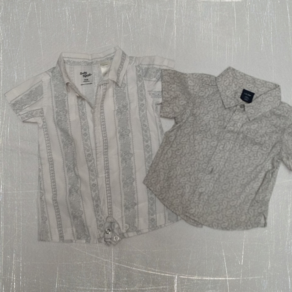 Bundle of 2 boys paisley summer shirt + romper